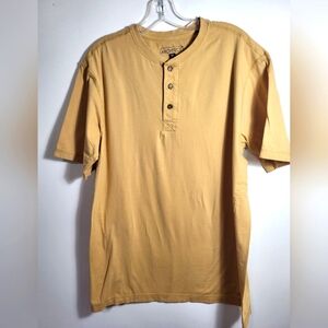 Architect yellow 1/4 button down shirt men's M  #2540